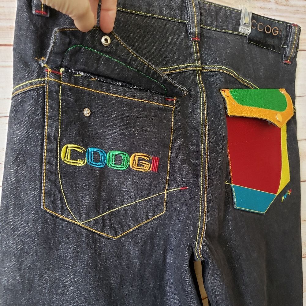 Men's COOGI 100% Cotton Denim Long Shorts Zipper Fly Back Patch Pockets Waist 38 - Picture 10 of 13